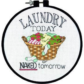 Dimensions ''Laundry Today or Naked Tomorrow'' Counted Cross Stitch Kit for Beginners, 6'' D