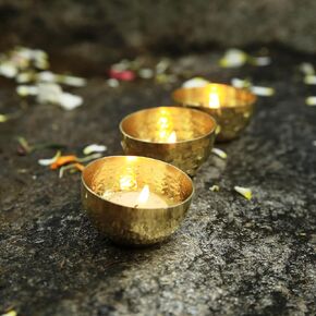 Handmade Hammered Brass Tealight Holder Set of 3 Votive Holders -2.5X1 DH inches Party Decoration