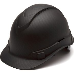 PYRAMEX Ridgeline Cap Style Hard Hat, Vented, 4-Point Ratchet Suspension, Black Graphite Pattern