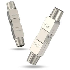 VCELINK Tool-Free RJ45 Coupler Shielded, Tool Less Ethernet Cable Extender PoE+ for Cat7/Cat6A Network Cables 2 Pack, Silver