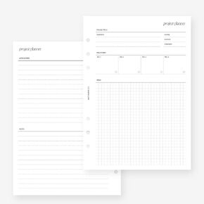 A5 Project Planner Insert Agenda Refill for Filofax A5, Kikki K Large, LV GM sized 6 ring agendas, 5.8 x 8.3