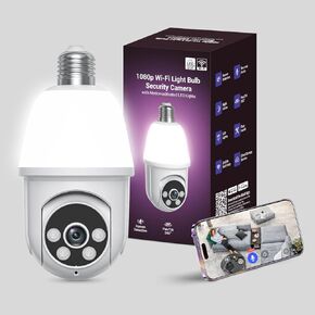 1080p Light Bulb Security Camera, 360° Panoramic Dome Cam, Live View, AI Human Detection, 2-Way Audio, Color Night Vision, Cloud Storage, Spotlights, Indoor Outdoor Surveillance in Kuwait