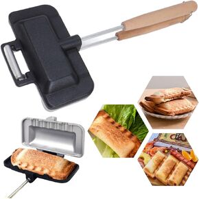 Double Sided Sandwich Baking Pan, Double Sided Skillet Sandwich Baking Pan Bread Crimp Sealing Baking Pan, Nonstick Sandwich Maker, Grilled Cheese Maker for Breakfast Pancakes, Frittatas, and Toast