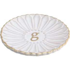 COLLECTIVE HOME - Sunflower Monogram Ceramic Tray, Custom Initial Jewelry Holder for Rings, Earrings, Necklaces, Personalized Gift for Her, Birthday, Wedding, Bridesmaid, 4.75" (a)