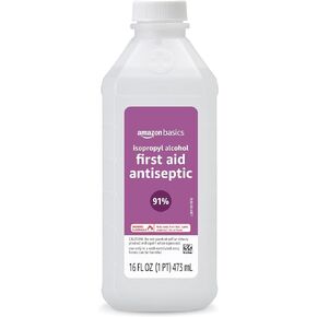 Amazon Basics 91% Isopropyl Alcohol First Aid Antiseptic, Unscented, 16 Fl oz, 1-Pack