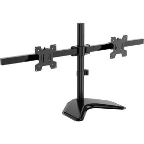 WALI Dual Monitor Stand for Desk, Free Standing 2 Monitor Desk Mount Fully Adjustable Fits up to 32 inch, 22 lbs Weight Capacity per Arm, Full Motion Two Monitor Arm (MF002-32), Black