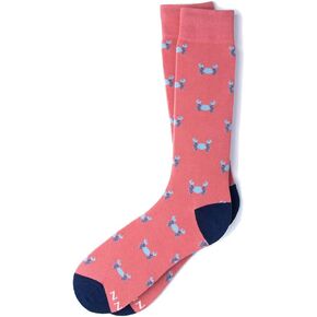 Men's Hipster Nautical Pink Crab Cotton Novelty Contemporary Crew Dress Socks