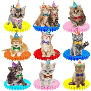 11Pcs Baby Cat Honeycomb Centerpieces Pet Cat Themed Birthday Party Decorations Cat Party Centerpieces for Tables Kitten Birthday Party Decorations for Kids Baby Shower Birthday Party Supplies