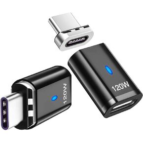 محول مغناطيسي USB C من Sisyphy (عبوة من قطعتين)، موصل زاوية يمين USB2.0 من النوع C مع شحن PD 120 وات ونقل بيانات 480 ميجابت في الثانية، متوافق مع MacBook Pro/Air iPad Pro والمزيد من أجهزة USB C in Saudi Arabia
