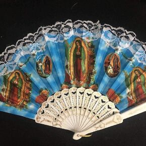 Vintage Inspired Lady of Guadalupe Virgin Mary Folding Fan for Church Party/Baptism Favor/Table Setting/Wall Decoration/chair Setting