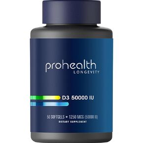 ProHealth Vitamin D3 50,000 (50,000 IU, 50 softgels) Helps Boost and Support Healthy Bones and The Immune System | Gluten Free
