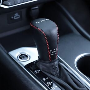 XITER Leather Gear Shift Knob Cover Protector Trim Automatic Transmission Interior Accessories for Nissan Altima 2013-2018(Not Fit 2.5SR/3.5)-Black Stitches