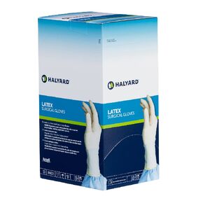 HALYARD Surgical Glove, Latex, 8.7 mil Thick, Individually Wrapped Pairs, Powder Free, Sterile, 7.0 Medium, Cream, SGL65070 (Box of 50 Pairs - 100 Total)