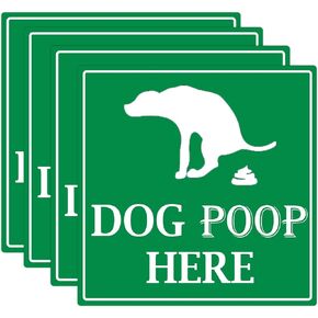 Dog Poop Here Sticker Pet Litter Label 4 Inch - Dog Manure Trash Bin Label Waterproof Self-Adhesive Vinyl Dog Poop Decal 8 Pcs