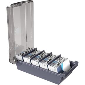 Catekro Business Card Holder Business Card Index Business Card Files Box Storage Box Magnetic Card Classification A-Z Index Four Compartment (500 cards)