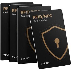 VULKIT RFID Blocking Cards 4 Pack Credit Card Protectors NFC Contactless Cards Protection for Business & Travel Wallet
