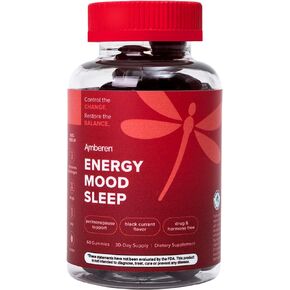 Amberen Energy, Mood, Sleep Gummies with Pycnogenol, Black Currant, 60 Ct, Support Supplements for Women 35+ to Boost Energy, Support Mood and Improves Sleep, Hormone-Free Energy Gummies
