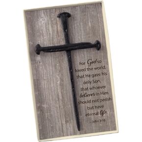Creative Brands CB Gift The Cross Of Nails Wall Cross with Scripture, 4.25 x 7.75-Inch, Cast Iron (17199X)