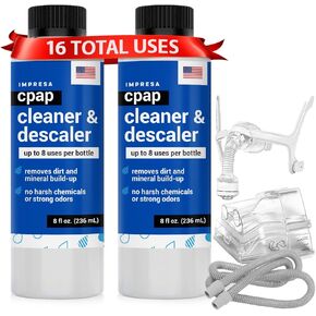 IMPRESA 16 Use CPAP Soap & Descaling Solution - CPAP Cleaning Solution for All CPAP Machines & CPAP Machine Accessories - CPAP Cleaners - CPAP Cleaning Supplies - CPAP Cleaner Soak 2pk 8oz Bottles in Kuwait