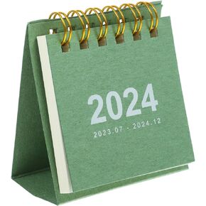 Ciieeo 2024 Small Desk Calendar Table Top Decor Office Calendar Minimalistic Decor Small Desk Calendar 2024 Standing Calendar 2024 Desk Calendar Paper Accessories Desktop Green