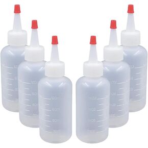زجاجات إيدوبلو البلاستيكية سعة 120 مل مع أغطية وقياسات ذات أطراف حمراء - زجاجة توزيع صغيرة بالضغط للفنون والحرف اليدوية والطلاء والثلج والبهارات والغراء والصلصات والمزيد - 6 عبوات / 4 أونصات in Kuwait