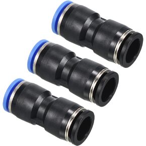 PATIKIL 1/2" to 12mm Reducing Push to Connect Air Line Fitting, 5 Pack Straight Union Reducer Pneumatic Quick Connect Fittings, Black & Blue