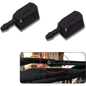 Pack-2 Car Universal Front Windshield Washer Nozzle, Jet 4Way 8mm 9mm Wiper Sprayer Arm Mounted Window Water Spray Sprinkler (Black)