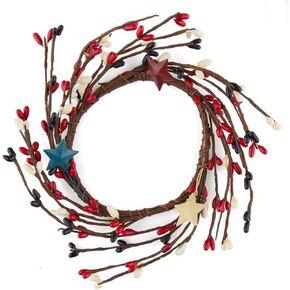 Americana Patriotic Pip Berry Ring with Tin Stars | 1 PC | 6 inch with 3.5 inch Center