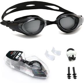 Nearsighted Swim Goggles, Anti-Fog, Dual Strap, Auto Buckle, Short Sighted Swimming Goggles for Men Women Adult Junior