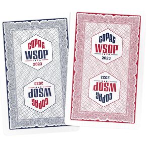Copag WSOP 2023 Tournament Played 100% Plastic Playing Cards - Narrow Size (Bridge) Blue/Red Double Deck Set (Standard Index)