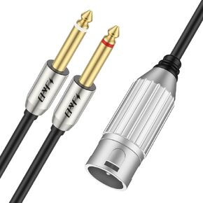 J&D Dual 1/4" to XLR, XLR Male to Dual 6.35mm TS Mono Plug Microphone Cables, Gold-Plated Connector Stereo Microphone Audio Converter Cables and XLR Y Splitter Cable, 3.3 ft
