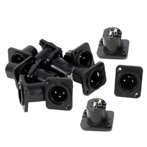 XLR Male Audio Speaker Panel Socket Microphone Adapter Straight Terminal Panel Mounted Connector 12 Pcs