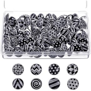 TecUnite Creative Fashion Push Pins Decorative Thumbtacks for Wall Maps, Photos, Bulletin Board or Cork Boards, 8 Different Patterns, 80 Pieces (Gray)