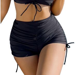 Sexybody Women' s Ruched Swim Shorts High Waisted Swimsuit Bottoms Bikini Boy Shorts Drawstring Bathing Suit Board Shorts