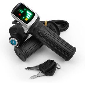 L-faster Bike Throttle Handle Speed Accelerator Grip with Key Switch Indicator for E-Scooter Bicycle