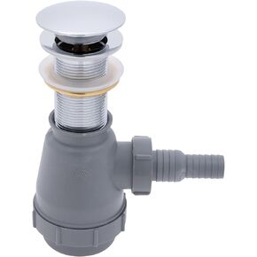 Ambassador Marine - 1 3/4 inch Drain, Touch Trap Sink Drain - with Cover - no Overflow, 3/4 inch & 1 inch Hose Barb - Chrome - V03-0708-CP-W