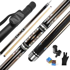 MoyanSuper 2-Piece Canadian Maple Pool Cue Stick with Portable Hard Case -12.5mm Leather Tip, 58" Billiard Sticks 19 oz/ 20 oz - Precision Crafted for Straight Shots and Balanced Performance