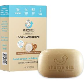 Shameless Pets Dog Shampoo for Itchy Skin, Sandalwood Scent, Made with Aloe Vera, Honey, Vitamin E, and upcyled Oats, Plastic-free