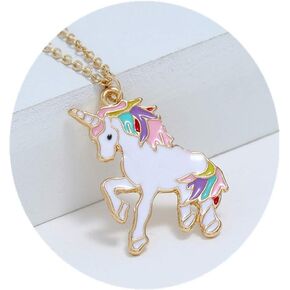 Unicorn Necklace Rainbow Unicorn Necklace Pendant Jewelry Gifts for Girls Christmas Birthday Gifts Friend Granddaughter Alloy Metal Necklace(1 Pack)