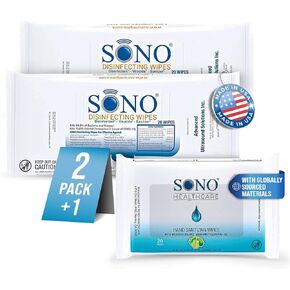 SONO Multi-Surface Disinfecting Wipes - Shoe Cleaner & Sanitizer Kit | Quick Clean and Stain Removal Power | Sneaker Cleansing Travel Pack | 2 Pack of 20 Wipes + 1 Pack of Hand Sanitizing Wipes