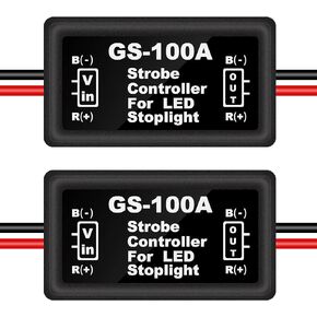 2PCS LED Flash Strobe Controller Brake Light Flasher Brake Light Strobe Module for Motorcycles Cars Trucks(Only for LEDs)