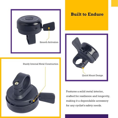 Classic Round Cycling Bell – Easy Installation, Clear Sound, Durable Metal & Plastic Construction, Fits Most Bikes and Scooters - Essential Accessory for Kids & Adults in Saudi Arabia