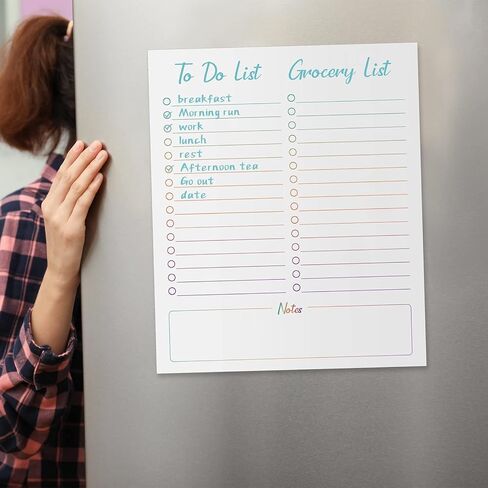 قطعتان من المسح الجاف المغناطيسي للقيام بقائمة البقالة، ورقة سبورة بيضاء للثلاجة 10 × 12 بوصة، لوحة بيضاء مغناطيسية للقيام بقائمة مع 8 علامات سبورة بيضاء، 2 ممحاة لمطبخ الثلاجة (خط رمادي) in Kuwait