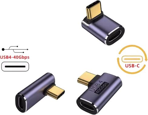 VIMVIP 90 Degree Right Angle USB C Adapter (2 Pack), 40Gbps USB-C Adapter, 100W Type C Male to Female Extender [2-Pack] Compatible with Thunderb0lt 4/3, USB4 Cable, HUB, Phone (USB C Adapter 03) in Saudi Arabia