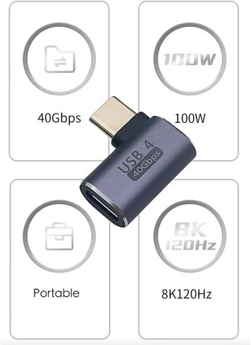 VIMVIP 90 Degree Right Angle USB C Adapter (2 Pack), 40Gbps USB-C Adapter, 100W Type C Male to Female Extender [2-Pack] Compatible with Thunderb0lt 4/3, USB4 Cable, HUB, Phone (USB C Adapter 03) in Saudi Arabia