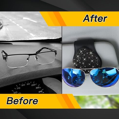 حامل النظارات الشمسية SAVORI Bling لواقي الشمس للسيارة، مشبك مغناطيسي من جلد البولي يوريثان لملحقات السيارة in Kuwait