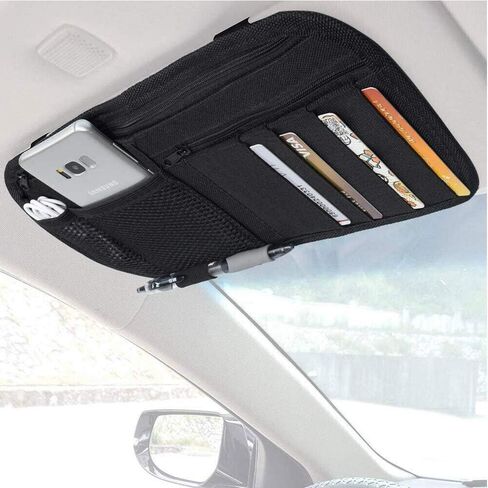 منظم حاجب الشمس للسيارة من هوبوباور، منظم جيب للإكسسوارات الداخلية للسيارات، السيارة، الشاحنة، تسجيل سيارات الدفع الرباعي وتخزين التأمين، حقيبة تخزين للممتلكات الشخصية in Kuwait