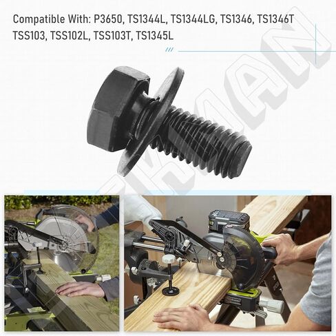 089006017064 مسمار شفرة المنشار الميتري - متوافق مع جزء استبدال Ryobi TS1344LG، TS1346، TS1346T، TSS102L، TSS103، TSS103T، TS1345L، P3650، TS1344L، M8 X 20 مم in Kuwait