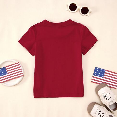CM C&M WODRO Toddler Kid Girl 4th of July Shirt America Letter Print Patriotic T-Shirt American Flag Bow Graphic Tee Tops in Saudi Arabia