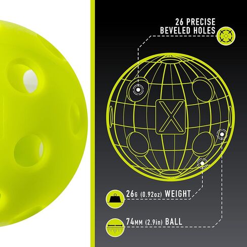 Franklin Sports X-26 Indoor Pickleballs - Indoor Court Pickleball Balls - 3 Pack, 12 Pack + Bulk 100 Pack of Pickleballs - USA Pickleball (USAPA) Approved Tournament Pickleballs - Multiple Colors in Saudi Arabia